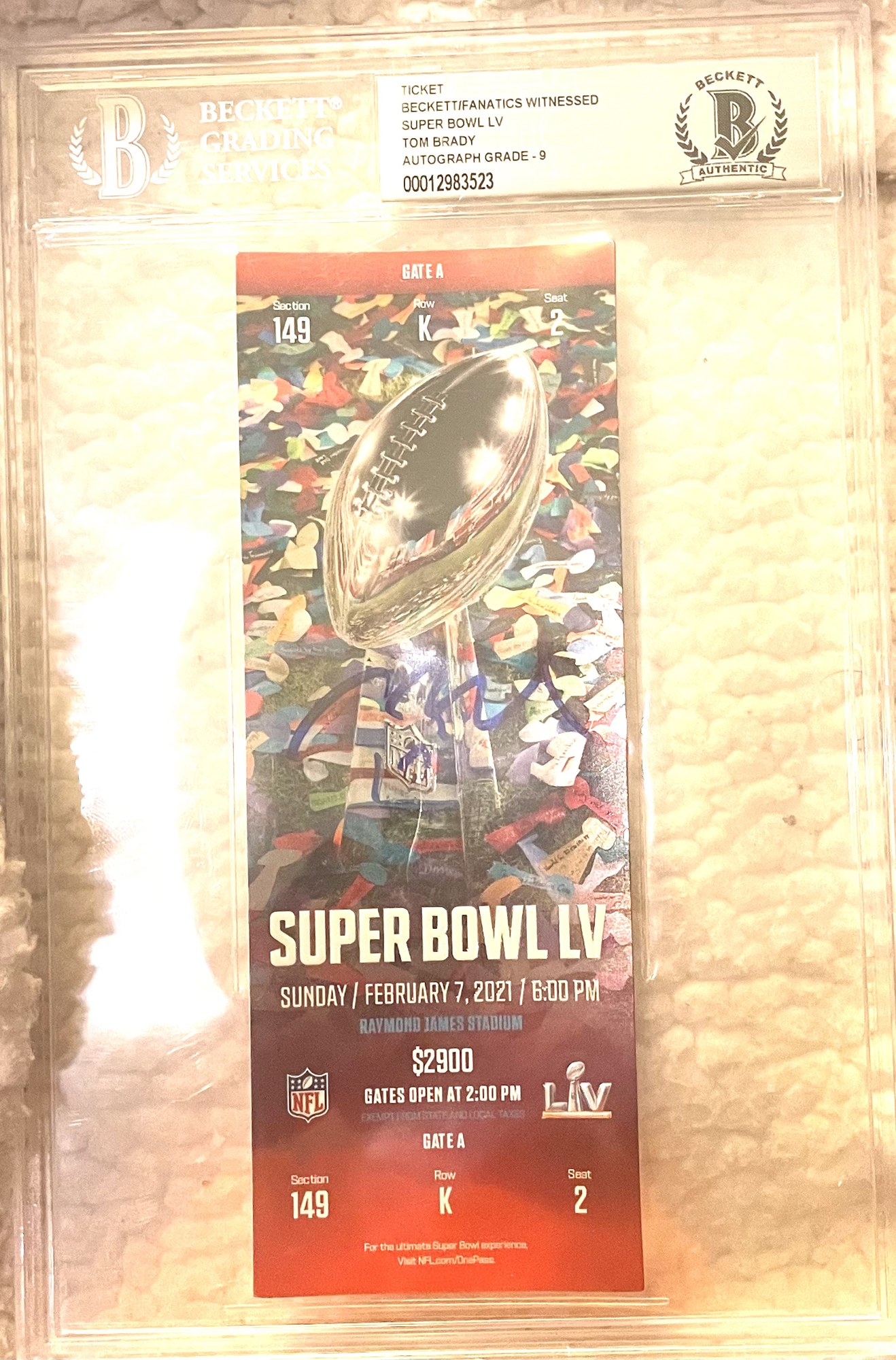 Tom Brady Signed Super Bowl LV Ticket — Beckett Authenticated — image 1 of 3
